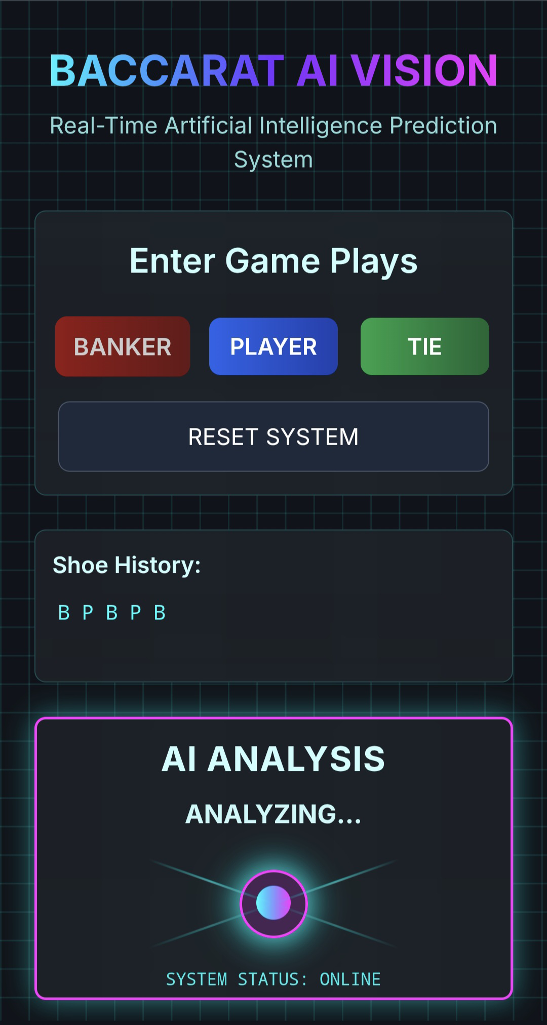 Baccarat AI Vision 모바일